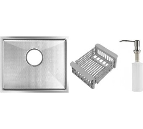 Кухонная мойка Schtoff Undermount Best Decor Silver 5545 + коландер KR-1 GREY + дозатор SD-1 SILVER