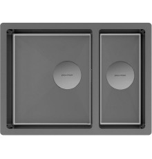 Кухонная мойка Paulmark Next 58/2S Uni PM225844-GM черный/вороненая сталь