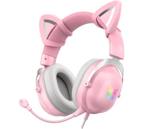 Наушники Onikuma X11 розовый, с ушками