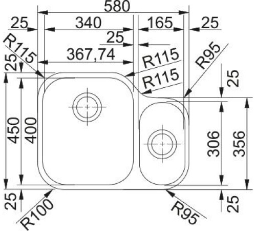 Кухонная мойка Franke Armonia AMX 110-16 122.0021.448 стальной