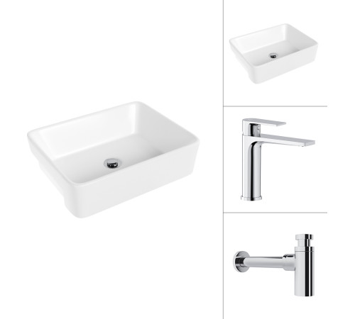 Умывальник Lauter 21675 + Reef 21CK678C с сифоном 21635CH хром