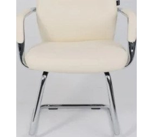 Стул с подлокотниками AksHome Vella кремовая экокожа/хромированный металл