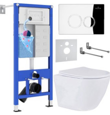 Унитаз подвесной Roxen Antares One Rimless 6 в 1 StounFix Dual Fresh 508565 кнопка: хром