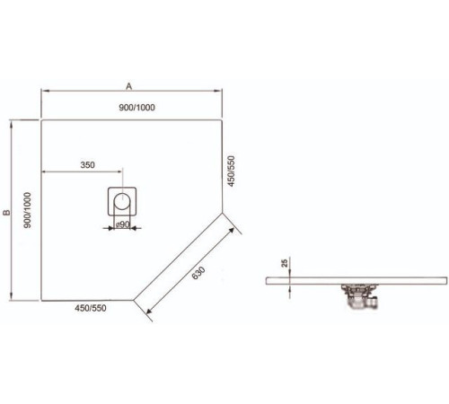 Душевой поддон RGW ST/T-0100G 100x100