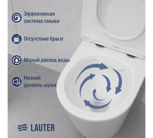 Унитаз подвесной Lauter Longer 2110822 + GROHE Solido 38811KF0 с кнопкой прямоугольная, черный