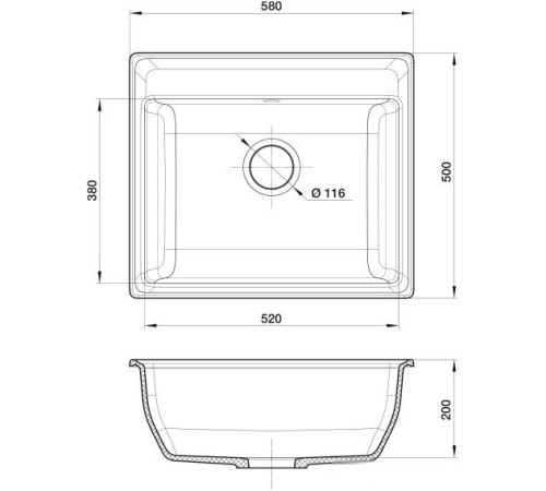 Кухонная мойка GranFest GF-V-580 песочный