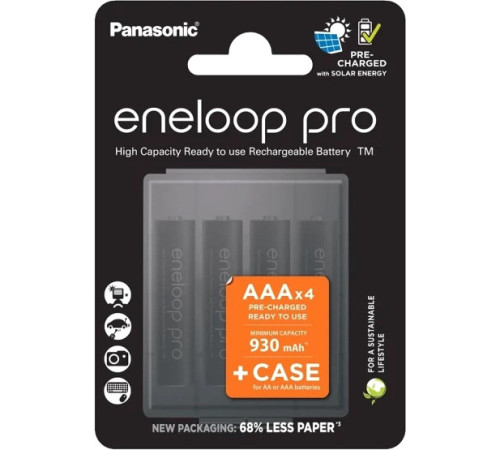 Аккумулятор Panasonic Eneloop Pro AAA BK-4HCDE/4CP+case 4 шт