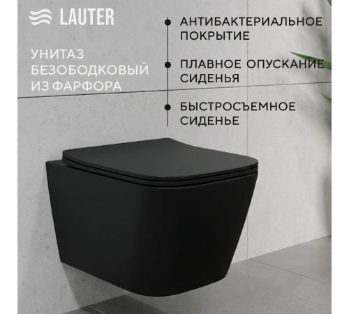 Унитаз подвесной Lauter Magdeburg 21103EC + TECE Profil 9300302 черный матовый