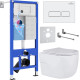Унитаз подвесной Roxen Porto в комплекте с инсталляцией StounFix Dual Fresh 6 в 1 576390 кнопка: белый глянец