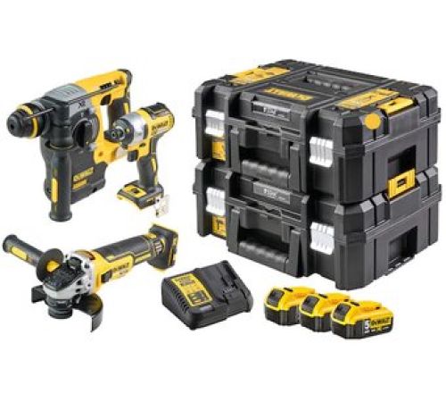 DeWalt DCK305P3T перфоратор, винтоверт, болгарка, 3 АКБ, кейс