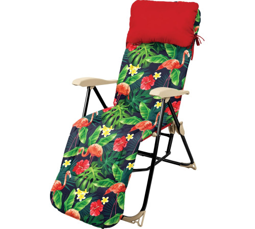 Кресло Nika Haushalt с подножкой и матрасом складное HHK5 фламинго