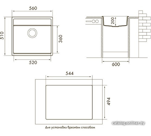 Кухонная мойка Longran Geos GES560.510 alpina/07