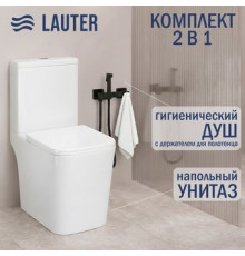 Унитаз напольный Lauter W09 S-TRAP 21900003 + гигиенический душ Glow 21LT0222BM вертикальный выпуск