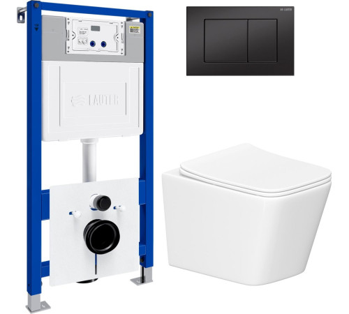 Унитаз подвесной Lauter Square 214903 с кнопкой 219704J прямоугольная, черный