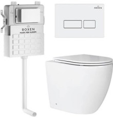 Унитаз приставной Roxen Antares в комплекте с инсталляцией Attach 5 в 1 967013 кнопка: белый глянцевый