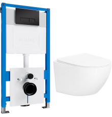 Унитаз подвесной Lauter с инсталляцией Sulzdorf с микролифтом и кнопкой смыва 219704HD белый/черный