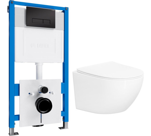 Унитаз подвесной Lauter с инсталляцией Sulzdorf с микролифтом и кнопкой смыва 219704HD белый/черный