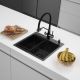 Кухонная мойка ARFEKA ECO AR мойка 500*500, коландер F, дозатор BLACK DECOR MILLET
