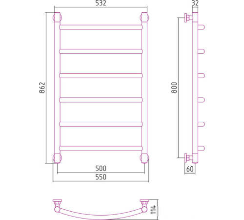 Полотенцесушитель Сунержа Галант+ 800x500 00-0200-8050