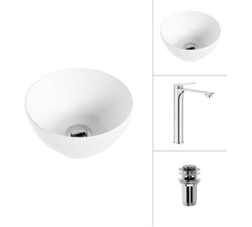 Умывальник Lauter 21601E + Rio 21AM12672 с донным клапаном 21190CH хром