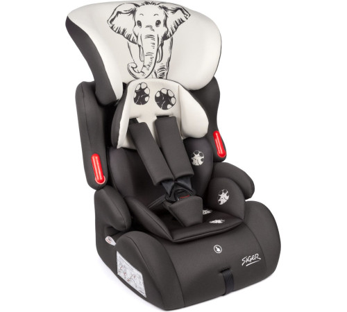 Детское автокресло Siger Космо Lux Animals Слон серый/бежевый