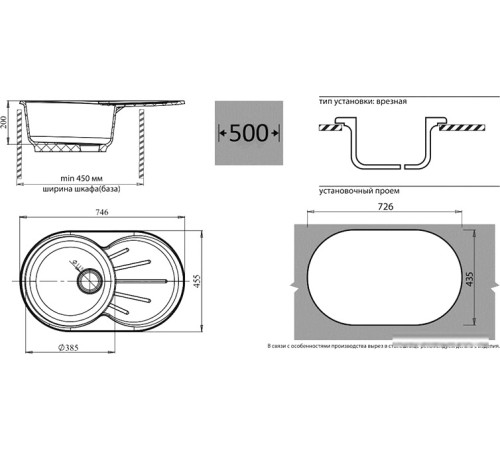Кухонная мойка GranFest GF-R750L графит