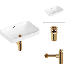 Умывальник Lauter 21441A + клапан 21190G + сифон 21635G золото