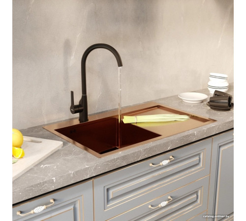 Кухонная мойка Mixline Pro 552921 бронза, с сифоном