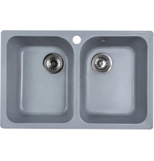 Кухонная мойка Marblan Duas серебристый,с сифоном