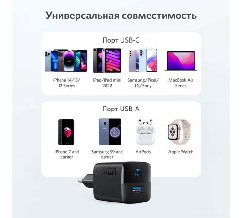 Сетевое зарядное Anker 323 33W USB-C/USB-A