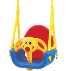 Подвесные качели Edu-Play Слоненок желтый/красный/голубой