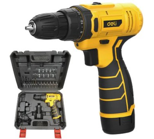 Дрель-шуруповерт Deli EDL-DZ12-6A2 с 1-им АКБ, кейс