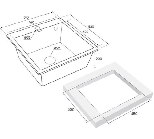 Кухонная мойка Paulmark Kante 50 PM105152-WH