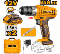 Дрель-шуруповерт Ingco CDLI1228 с 2-мя АКБ, кейс