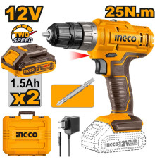 Дрель-шуруповерт Ingco CDLI1228 с 2-мя АКБ, кейс