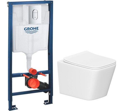 Унитаз подвесной Lauter Square 214903 + GROHE Rapid SL 39504000 округлая, хром