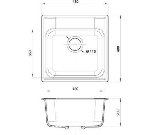 Кухонная мойка GranFest QUARZ GF-Z48 черный