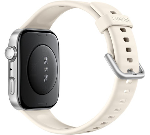 Умные часы Huawei Watch FIT 4 серебристый, с бежевым силиконовым ремешком, международная версия