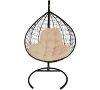 Подвесное кресло M-Group XL 11120401 черный ротанг/бежевая подушка
