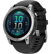 Умные часы Garmin Fenix E 47мм нержавеющая сталь, черный силиконовый ремешок