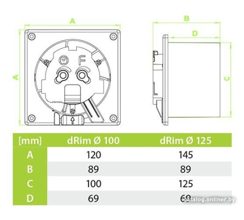 Осевой вентилятор airRoxy dRim 100DTS-C176-D100