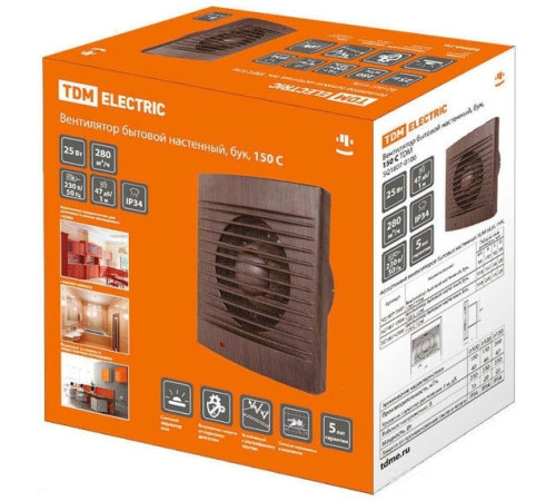 Осевой вентилятор TDM Electric 150 С ЭКО бук SQ1807-0106