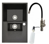 Кухонная мойка БелЭворс Forma L + смеситель W74004-2 + дозатор L405F черный