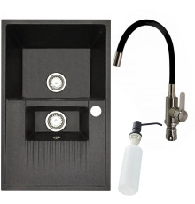 Кухонная мойка БелЭворс Forma L + смеситель W74004-2 + дозатор L405F черный