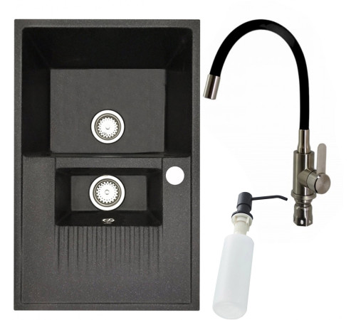 Кухонная мойка БелЭворс Forma L + смеситель W74004-2 + дозатор L405F черный