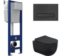 Унитаз подвесной Berges Wasserhaus Ventas Black Rimless + АТОМ 410 AT-043343 с сиденьем