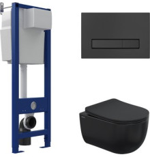 Унитаз подвесной Berges Wasserhaus Ventas Black Rimless + АТОМ 410 AT-043343 с сиденьем