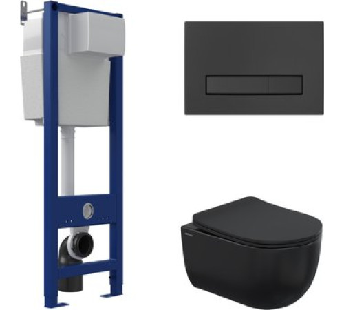 Унитаз подвесной Berges Wasserhaus Ventas Black Rimless + АТОМ 410 AT-043343 с сиденьем