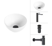 Умывальник Lauter 21601E + Cascade 21СК0655BS + сифон 21635B + дон.клапан 21190B черный матовый
