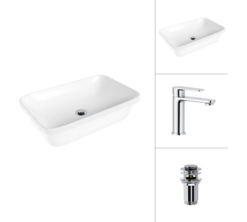 Умывальник Lauter 21370 + Moon 21СK691C с донным клапаном 21190CH хром